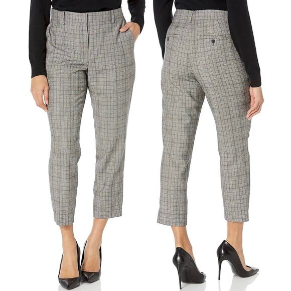 Theory Treeca 2 Deco Portland Plaid Cropped Pants 6 Wool Blend Tailored Trousers - Picture 3 of 14